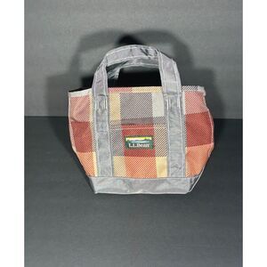 L.L. Bean Plaid Mini Tote Bag Zip Top Small Checkered Handbag Autumn Colors
